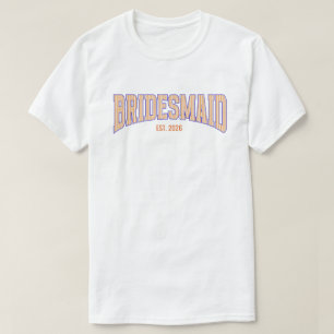 Oranje + Beige Streep Navy BRIDESMAID Bachelorette T-shirt