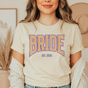 Oranje + Beige Streep Navy Varsity BRUID T-shirt