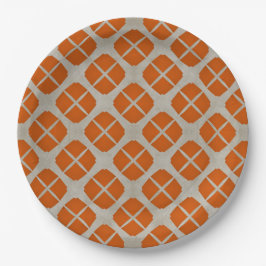 Oranje, beige, Taupe Mid Century Modern Patroon Papieren Bordje
