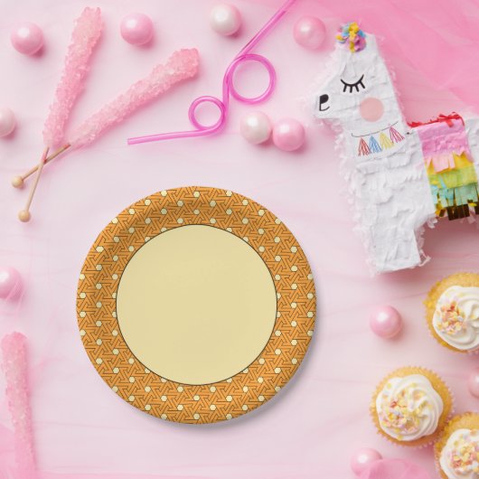  Oranje Beige Triskelion Egyptisch Patroon Papieren Bordje (Feest)