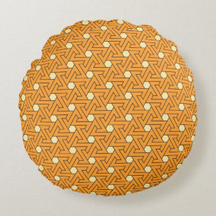  Oranje Beige Triskelion Egyptisch Patroon R Rond Kussen