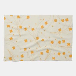 Oranje beige tropische bloemen botanische zomer theedoek