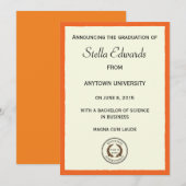 Oranje bekendmaking van het klassieke Afstuderen Aankondiging (Voorkant / Achterkant)