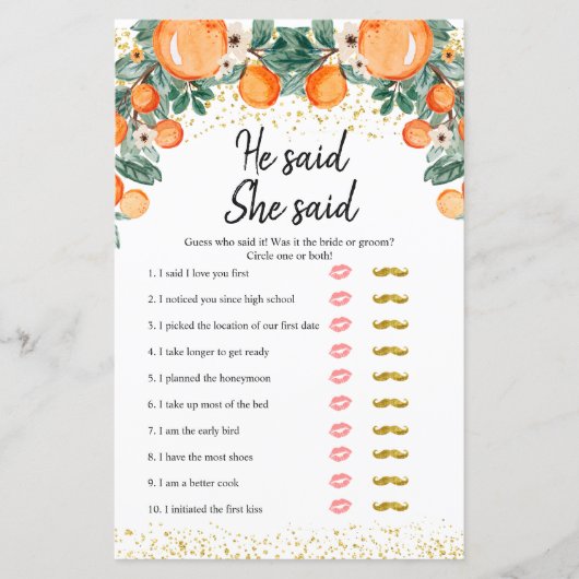 Oranje belangrijkste squeeze hij zei dat zij zei s (Voorkant)