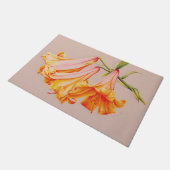 Oranje Bell Llies Fine Art Botanical Flower Deurmat (Schuin)