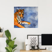 Oranje Bengalen Waterverf Poster kunst afdrukken (Thuiskantoor)