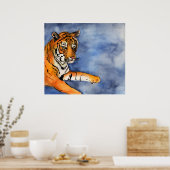 Oranje Bengalen Waterverf Poster kunst afdrukken (Keuken)
