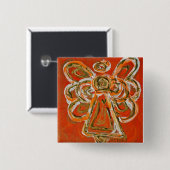 Oranje Beschermengel Kerst Knop Speldje (Voorkant /achterkant)