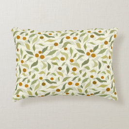 Oranje bessen en bladeren op crème - patroon. accent kussen