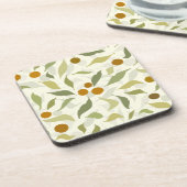 Oranje bessen en bladeren op crème - patroon. bier onderzetter (Linkerzijde)