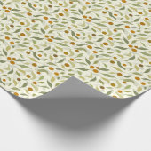 Oranje bessen en bladeren op crème - patroon. cadeaupapier (Hoek)