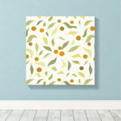 Oranje bessen en bladeren op crème - patroon. canvas afdruk (Insitu (Houten vloer))
