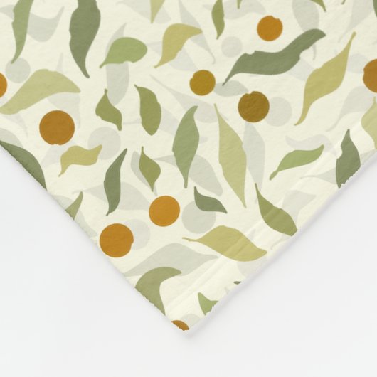 Oranje bessen en bladeren op crème - patroon. fleece deken (Hoek)