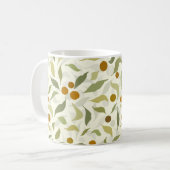 Oranje bessen en bladeren op crème - patroon. koffiemok (Voorkant links)