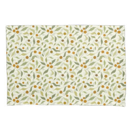 Oranje bessen en bladeren op crème - patroon. kussensloop