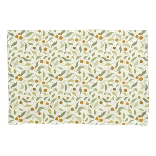 Oranje bessen en bladeren op crème - patroon. kussensloop (Voorkant)