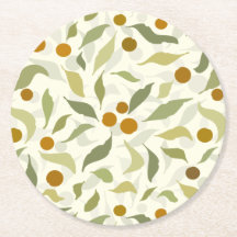 Oranje bessen en bladeren op crème - patroon.