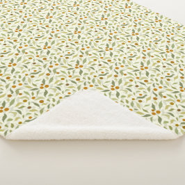 Oranje bessen en bladeren op crème - patroon. sherpa deken