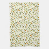 Oranje bessen en bladeren op crème - patroon. theedoek (Verticaal)