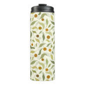 Oranje bessen en bladeren op crème - patroon. thermosbeker (Voorkant)