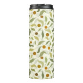 Oranje bessen en bladeren op crème - patroon. thermosbeker (Achterkant)