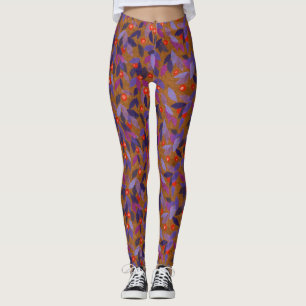 Oranje bessen Paars laten een eenvoudig flessenpat Leggings