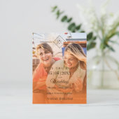 Oranje bestemmingsuithuwde homoseksuele bruiloft briefkaart (Staand voorkant)