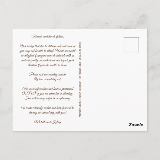 Oranje bestemmingsuithuwde homoseksuele bruiloft briefkaart (Achterkant)