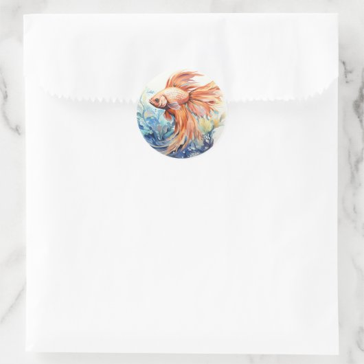 Oranje Beta vis onder water Ronde Sticker (Tas)