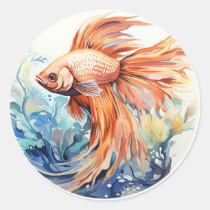 Oranje Beta vis onder water Ronde Sticker