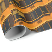 Oranje betongebouw cadeaupapier (Rol Hoek)