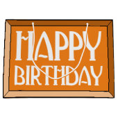 Oranje Beveled Happy Birthday Art Deco Groot Cadeauzakje (Voorkant)