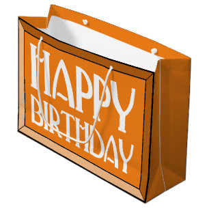 Oranje Beveled Happy Birthday Art Deco Groot Cadeauzakje