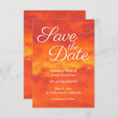 Oranje bewolkte zonsondergang foto save the date kaart (Voorkant / Achterkant)
