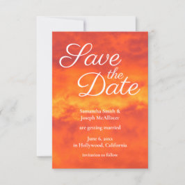 Oranje Bewolkte Zonsondergang Foto Save the Date Kaart
