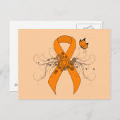 Oranje bewustmakingslint met vlinder briefkaart (Voorkant / Achterkant)