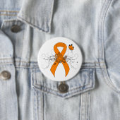 Oranje bewustmakingslint met vlinder ronde button 7,6 cm (In situ)