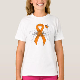 Oranje bewustmakingslint met vlinder t-shirt