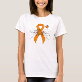 Oranje bewustmakingslint met vlinder t-shirt