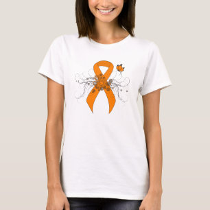 Oranje bewustmakingslint met vlinder t-shirt