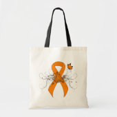 Oranje bewustmakingslint met vlinder tote bag (Voorkant)