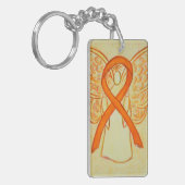 Oranje bewustwording Ribbon Angel Gepersonaliseerd Sleutelhanger (Voorkant Links)