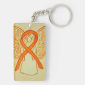 Oranje bewustwording Ribbon Angel Gepersonaliseerd Sleutelhanger (achterkant)