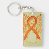 Oranje bewustwording Ribbon Angel Gepersonaliseerd Sleutelhanger (Voorkant)
