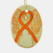 Oranje bewustwording Ribbon Angel Pendant Ornament (Achterkant)