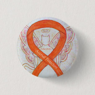 Oranje bewustzijn bij dierenbescherming ronde button 3,2 cm