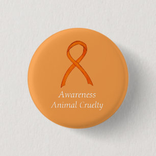 Oranje bewustzijn bij dierenmishandeling - Aangepa Ronde Button 3,2 Cm