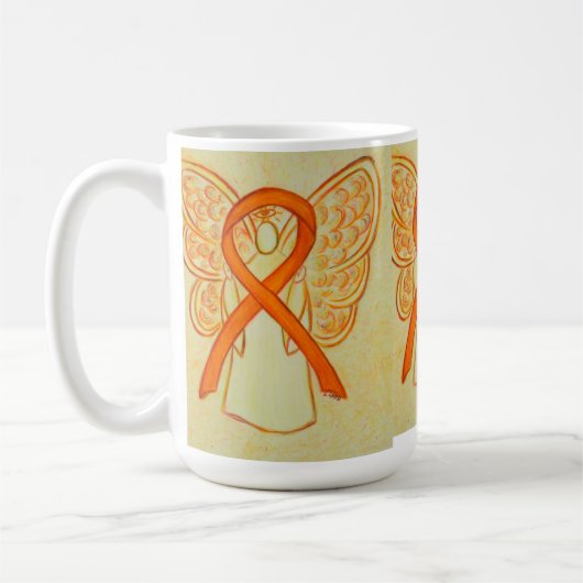 Oranje bewustzijn Ribbon Angel Art Mok (Links)