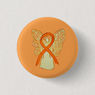 Oranje bewustzijn Ribbon Angel Custom Art Pins Ronde Button 3,2 Cm