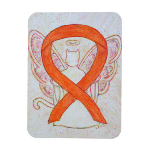 Oranje bewustzijn Ribbon Cat Angel Art Magnet Magneet